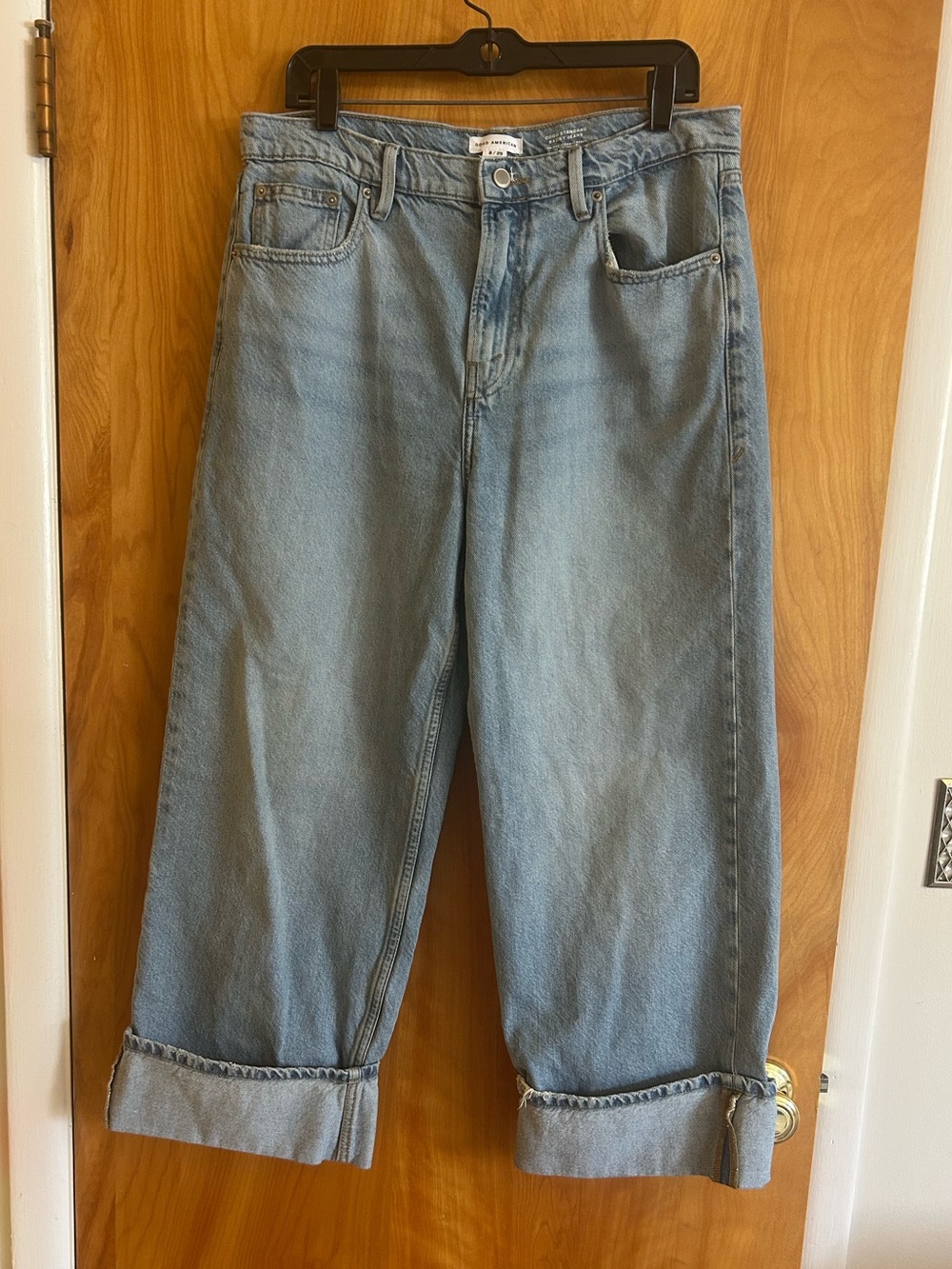 Good American Good Standard Baggy Cuffed Jeans